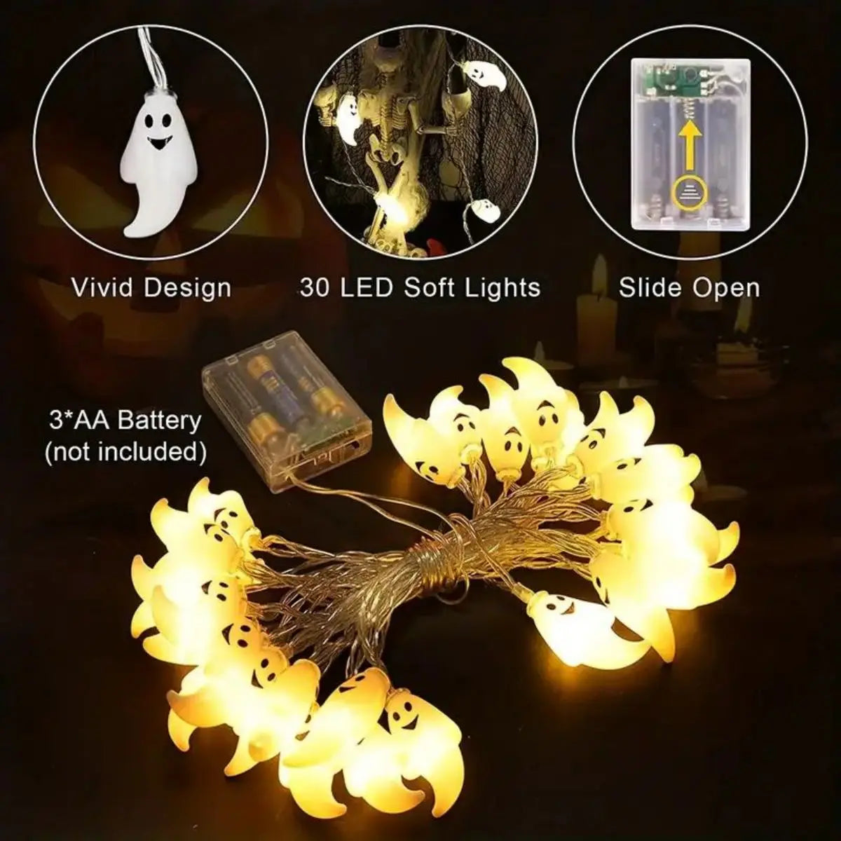 Boo Glow Ghost String Lights
