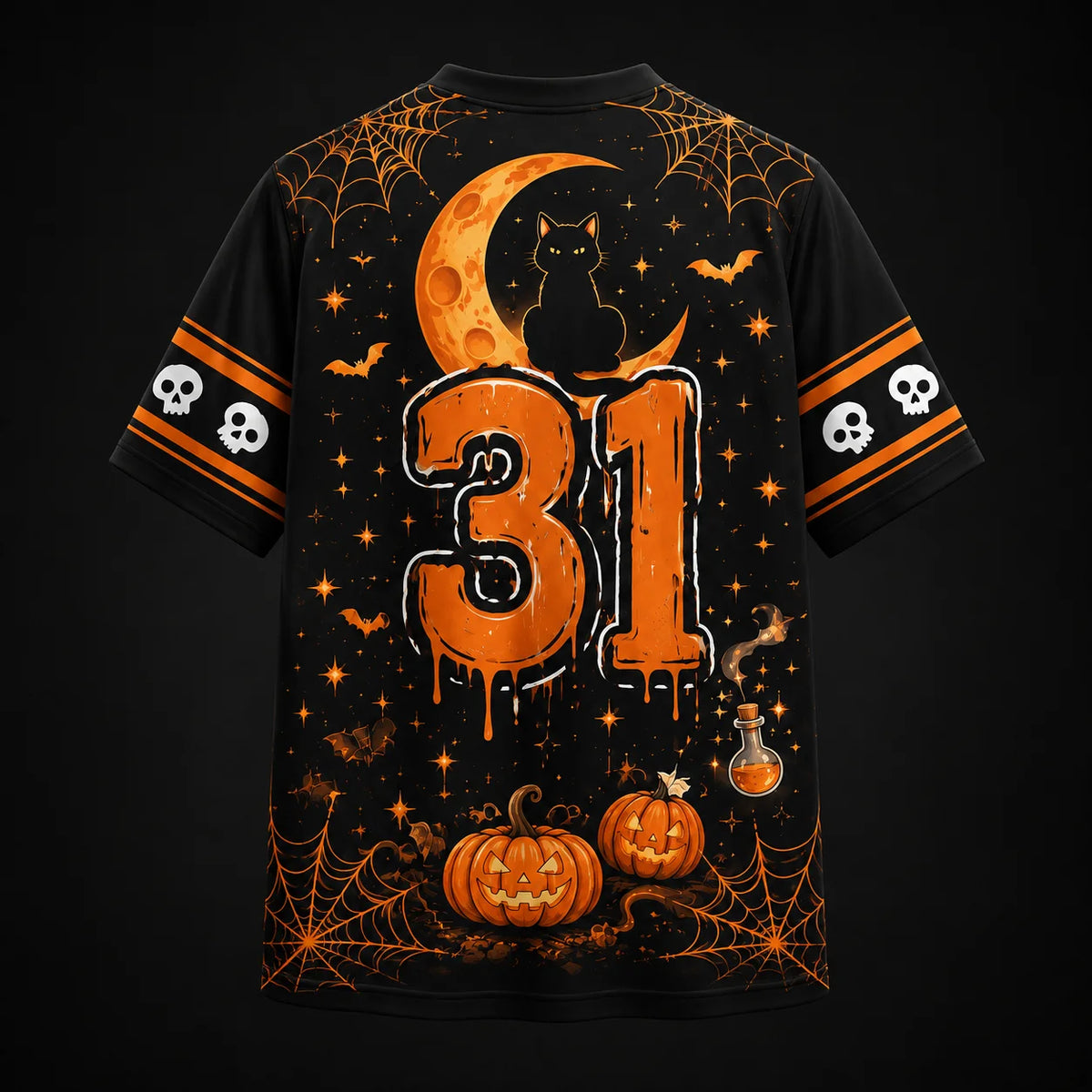 Black Cat Halloween V-Neck Tee