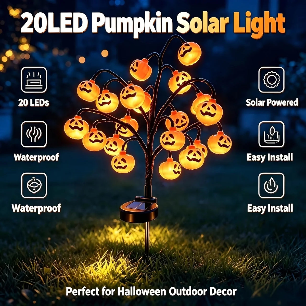 Solar Pumpkin Stake Light