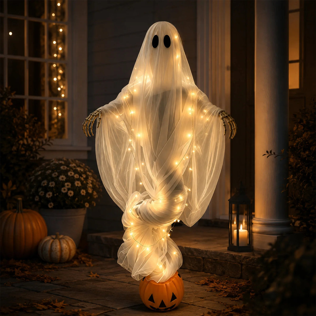 Glowing Ghost & Pumpkin Decor