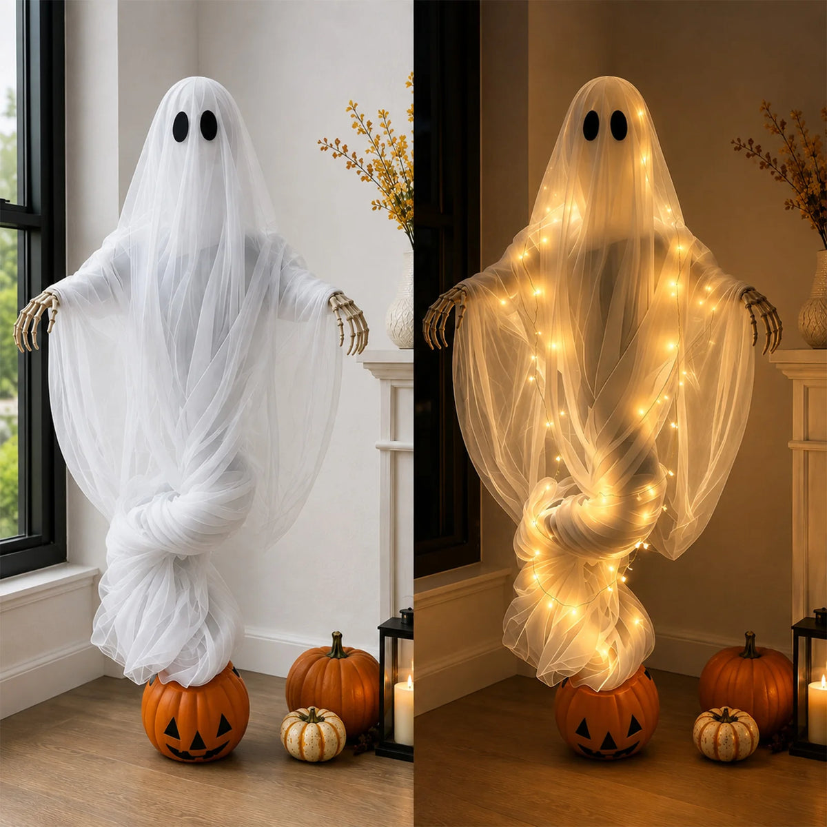 Glowing Ghost & Pumpkin Decor