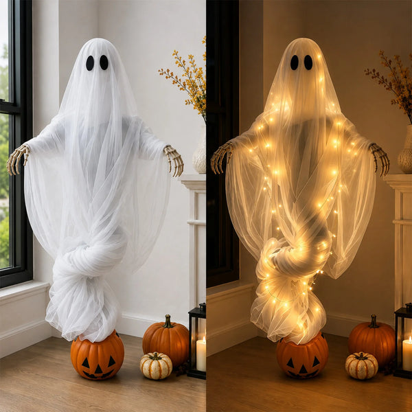 Glowing Ghost & Pumpkin Decor