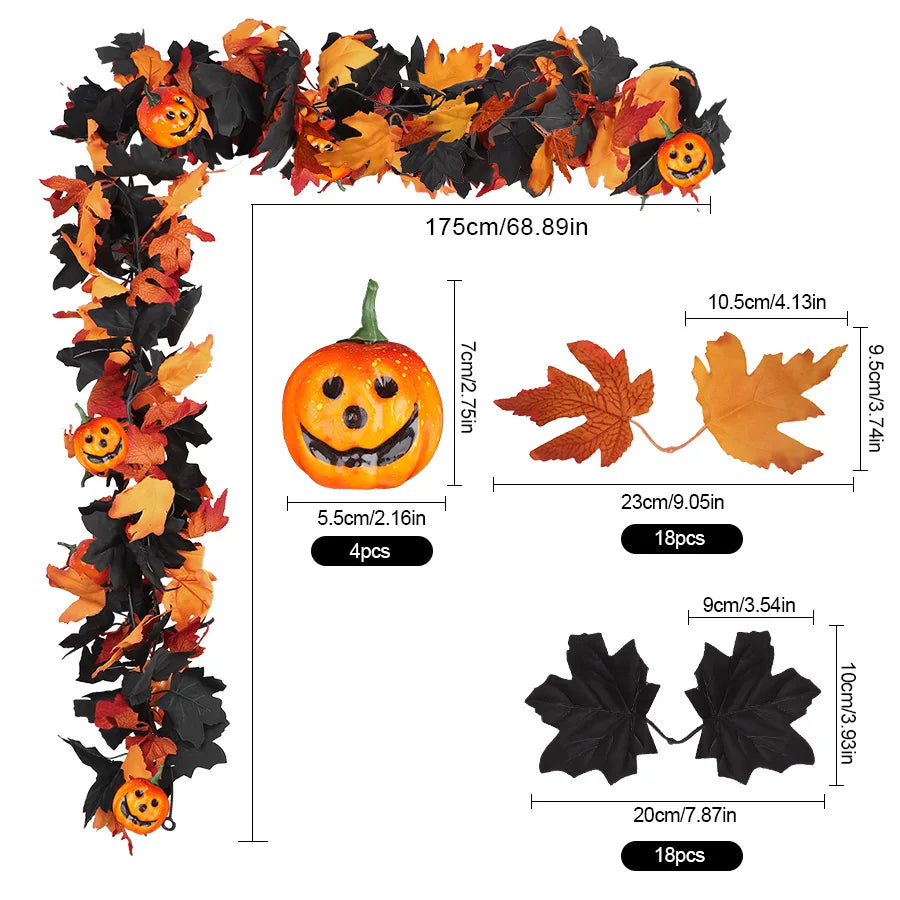 Halloween Leaf & Pumpkin Garland